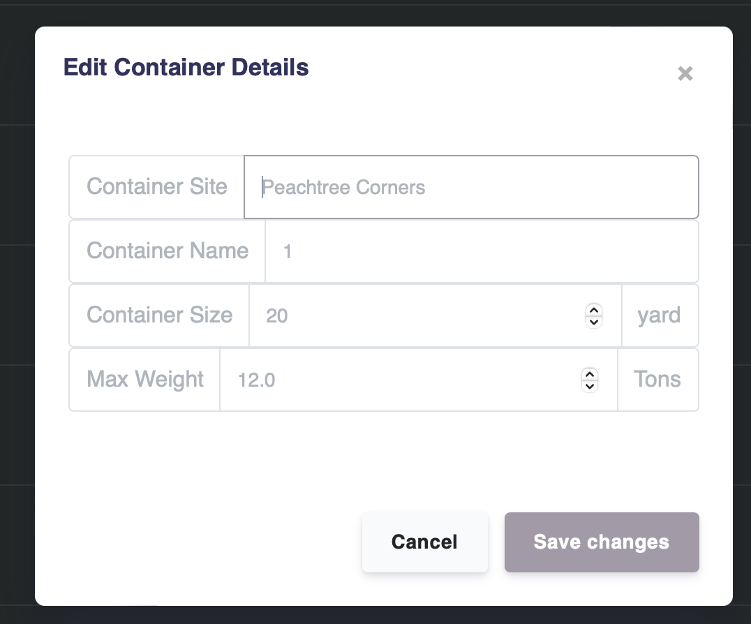 site information modal